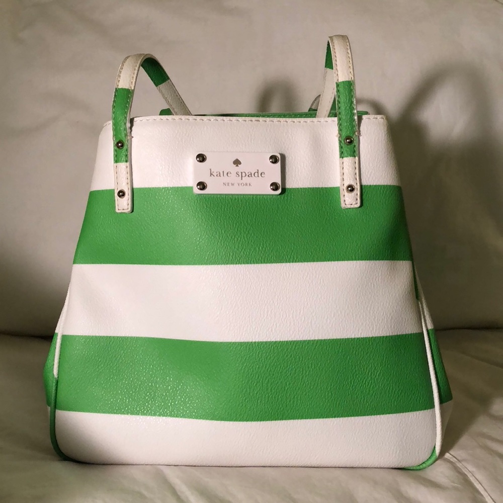 Kate Spade Green/White Stripe Handbag